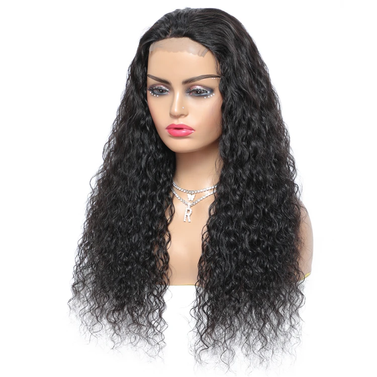 
wholesale 100% natural indian cuticle aligned human hair loose wave nature color front lace wig 