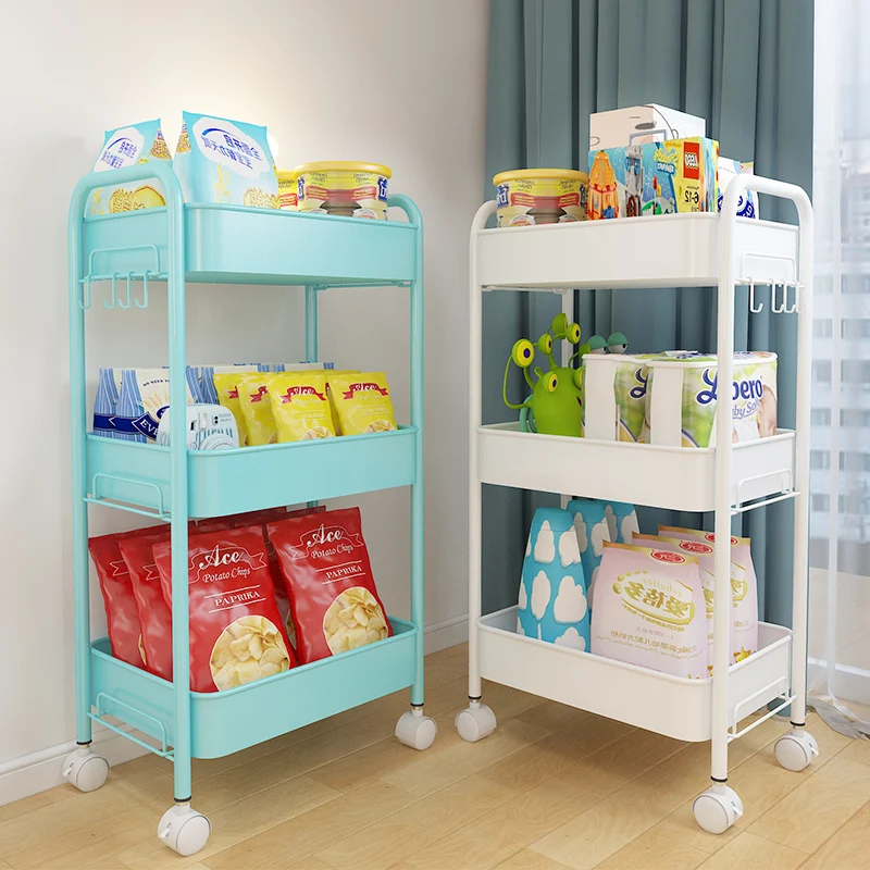 DSH Hot-Selling Metal Moveable Storage Cart Utility Cart With 4 Plastic Wheels