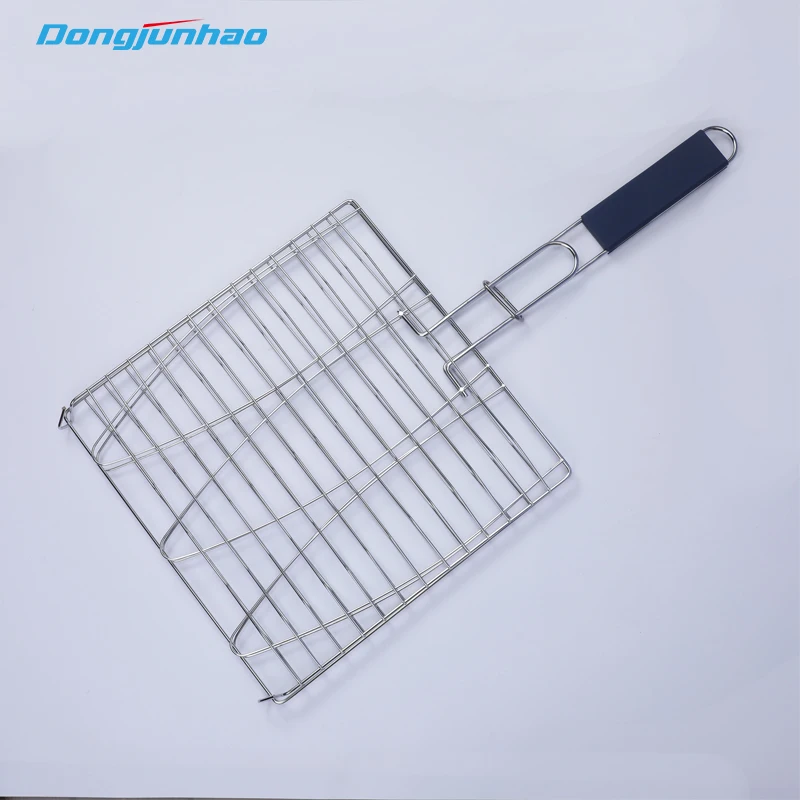 Сварная легко очищаемая корзина для гриля и барбекю, оптовая продажа, портативная корзина для гриля с тройной рыбой для открытого гриля