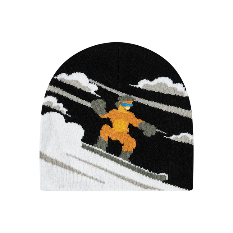 Custom Acrylic All Over Print Beanies Cap Graphic Jacquard Ski Winter Slouchy Hat Beanie