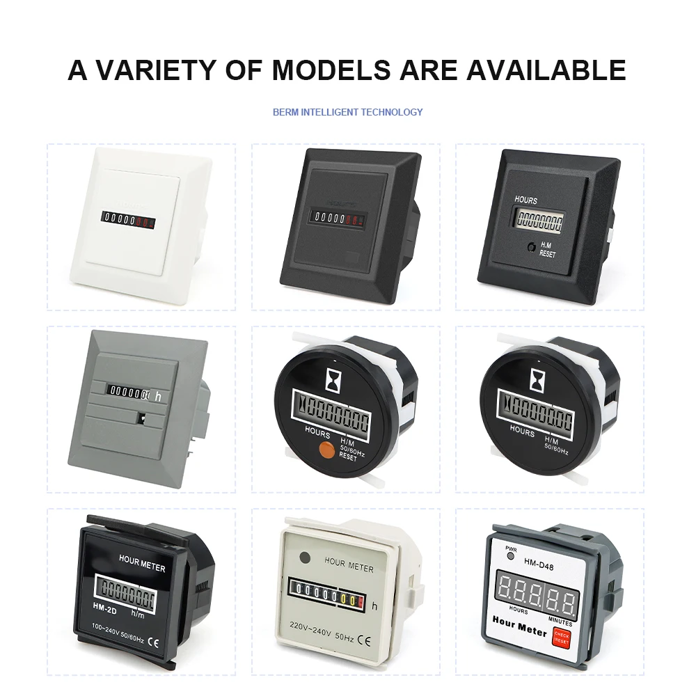 HM-2R counter timer 0-999999H59M black square digital display LED8-bit 100-240V AC hour meter