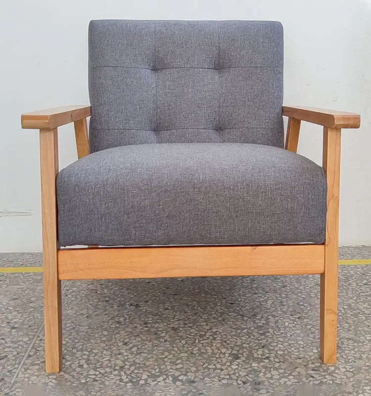 Mid-century Living Room Armchair Modern Upholstered Luxury Accent Chair Dining Chair Single Sofa Lazy Lounge Wooden Leisure 50