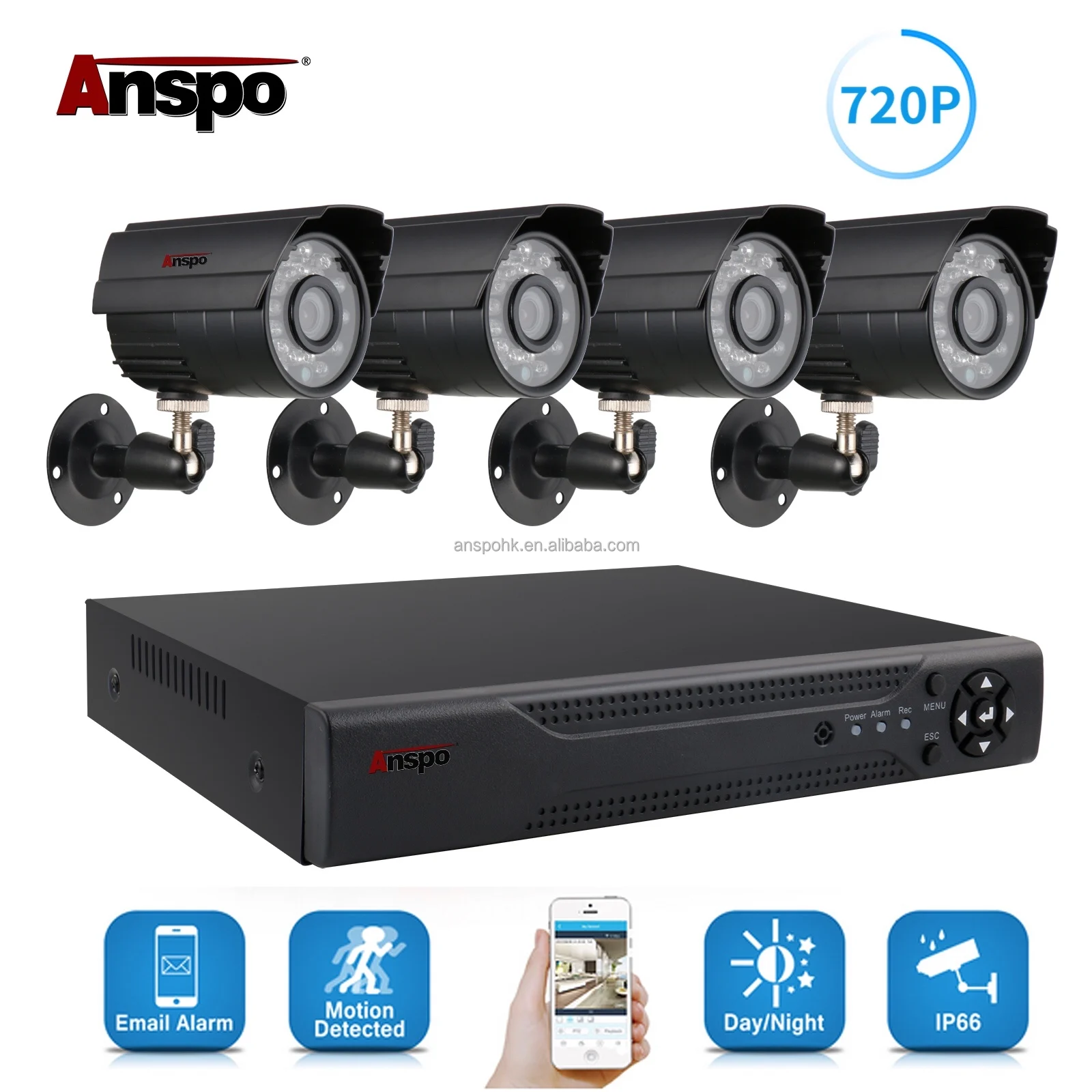 720P AHD 4CH CCTV Surveillance KIT DVR With 1.3MP AHD Camera night vison BNC cable home security CCTV system 4CH AHD Camera KIT
