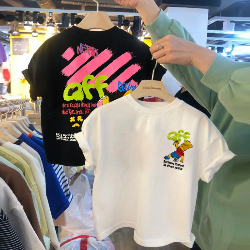 Cartoon Plant Novelty Printed 2023 Boys Cloth  Girls Tops Casual Baby Girl Shirt Summer fashion Short Sleeve Kids T Shirt