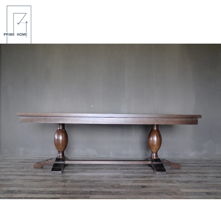 China manufacture Wedding event rustic wood farmhouse trestle extensible long dining table