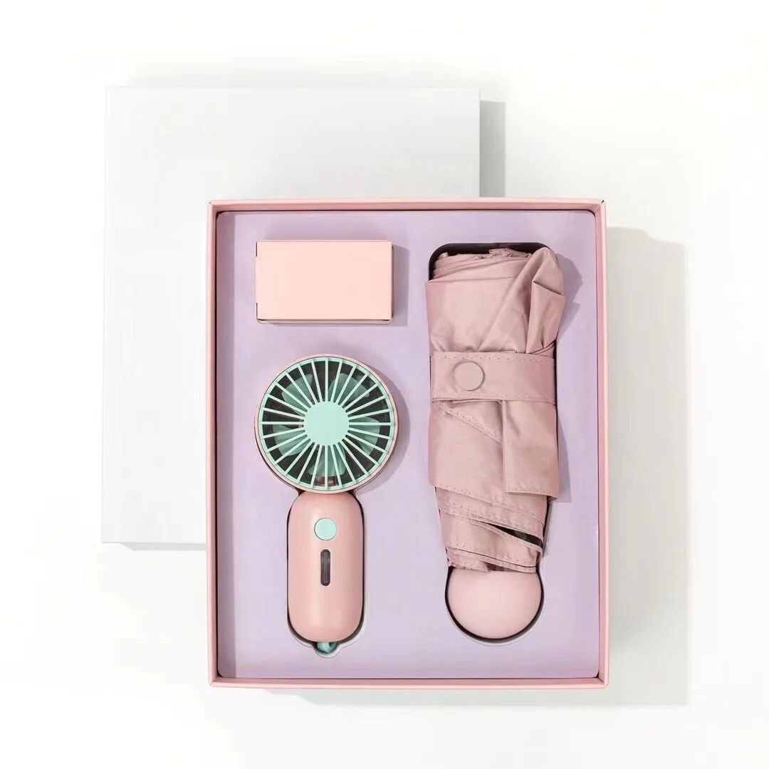 creative business gift umbrella 5 fold fan set custom logo 50% off  portable umbrella for women