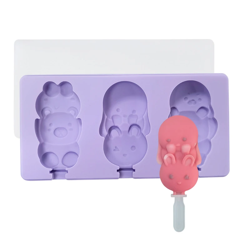 DUMO Cute Cartoon Popsicle Molds Silicone Ice Cream Mold Dinosaur Novel Animal Pop Mould Maker Custom Pattern