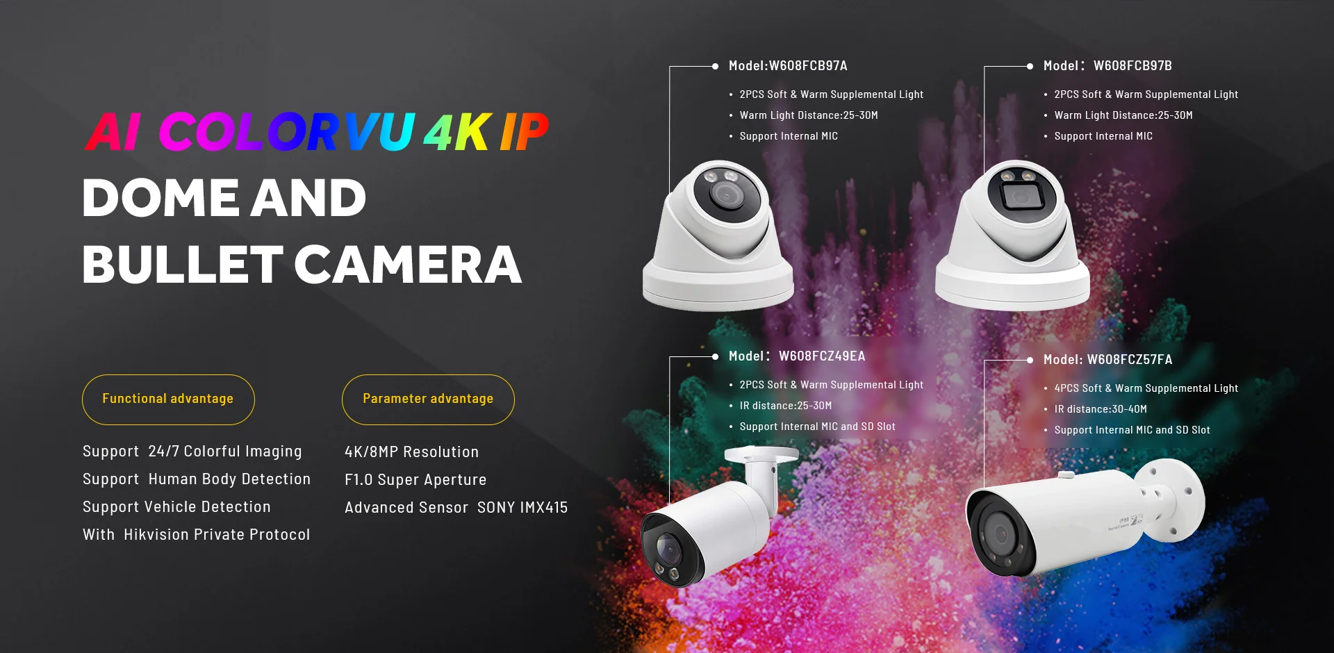 IP66  6mp metal bullet ip poe camera with smart human and vehicle detection built in hik private protocol infrared sony sensor