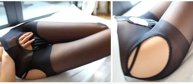 Transparent open crotch temptation women sexy stockings thigh free pantyhose