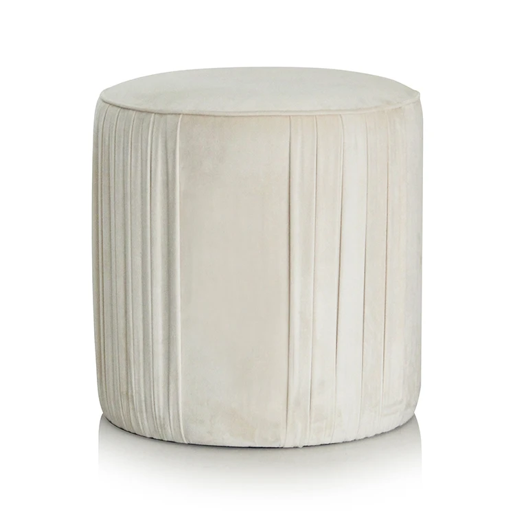 Factory direct decorative white pleat round ottoman bench stool
