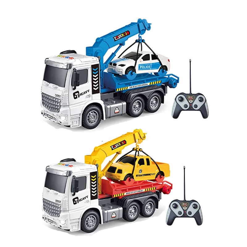 RC Remote Control  Truck Cars Musical Light Trailer Toy And Rescue Vehicle Crane Car