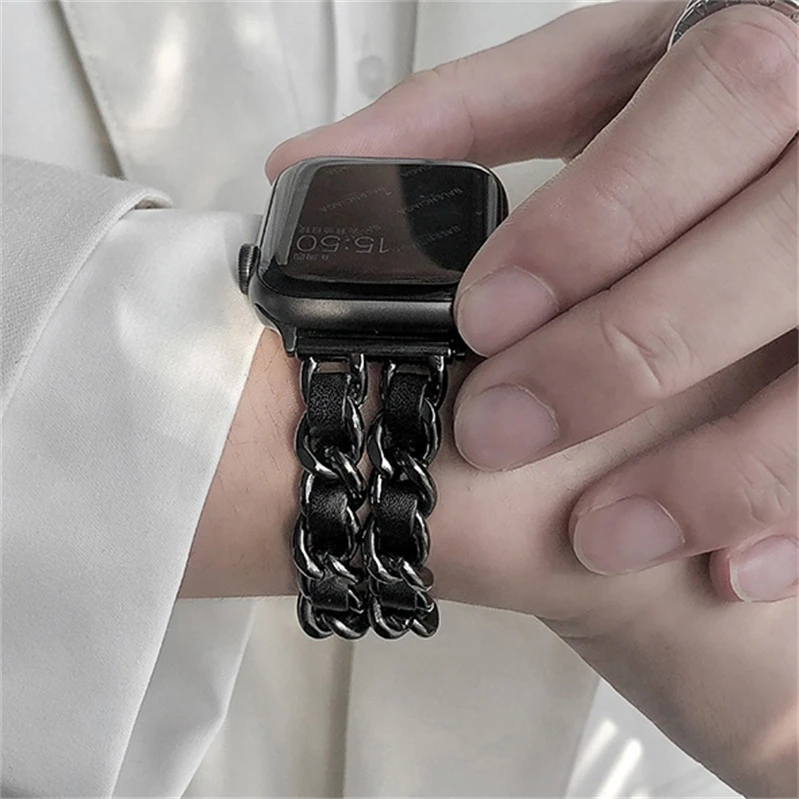 Ремешок Climber Hidemi для Apple Watch, ремешок ConAmor | Тип CHAN5L | Металлический ремешок из шкуры ягненка для Apple Watch series 6/SE/5/4