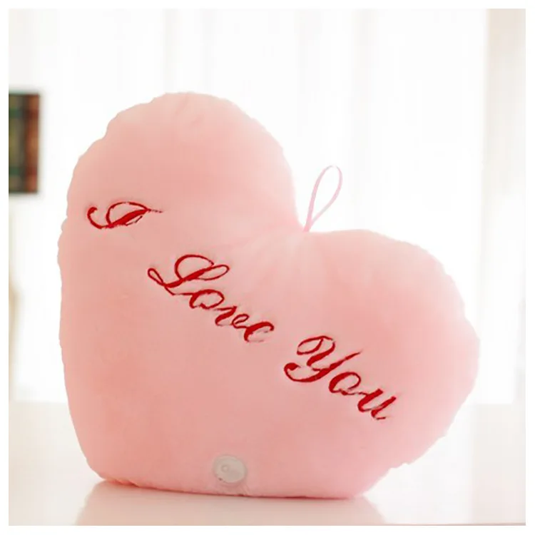 Colorful luminous love heart throw pillow decoration girl birthday gift plush toy