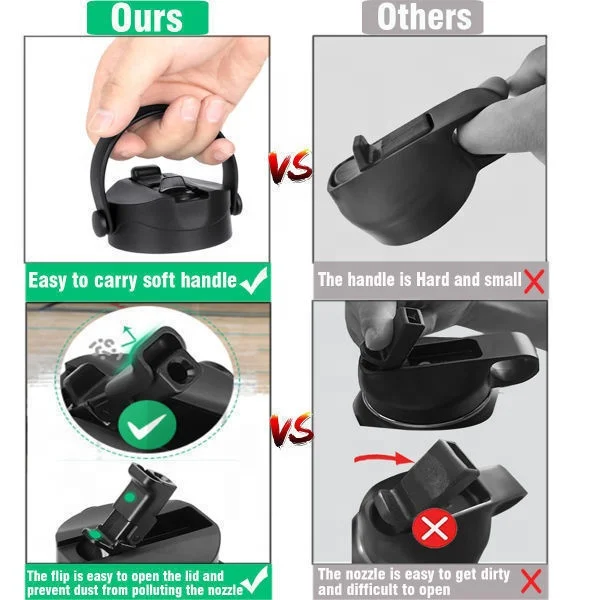 New patent design straw lid for 12oz 18oz 32oz 40oz 64oz wide mouth replacement lid water bottle straw lid
