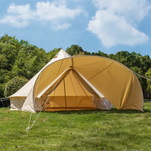 Luxury Two Door Outdoor Glamping Camp Luxury Large Stove Cotton Canvas Yurt Sibley 4 Season Bell Teepee Yurt Tents For Camping