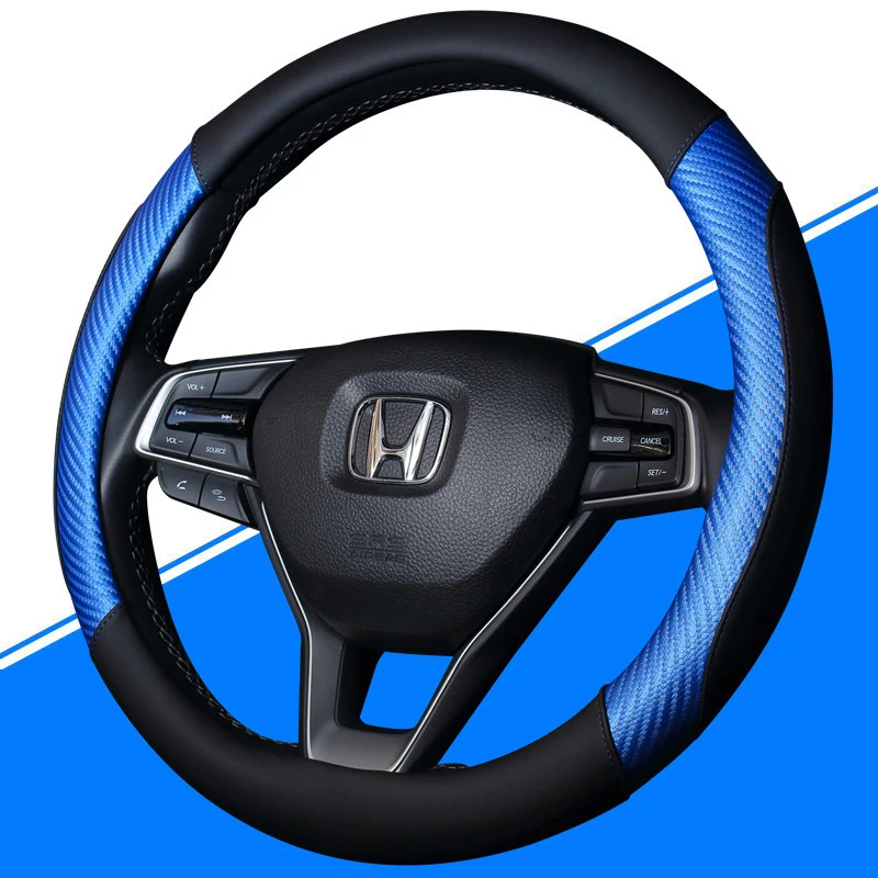 
Carbon Fibre Texture With Leather Steering Wheel Cover 