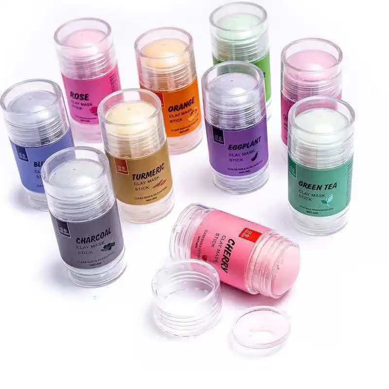 BMCS OEM 10 Types Deep Cleansing Clay Facial Mask Purple Eggplant Mud Mask Stick Green Tea Mask Stick