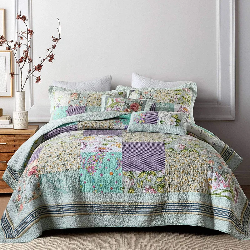 OEM ODM floral embroidery bedspread bed spreads quilt bedspread set bedding sets