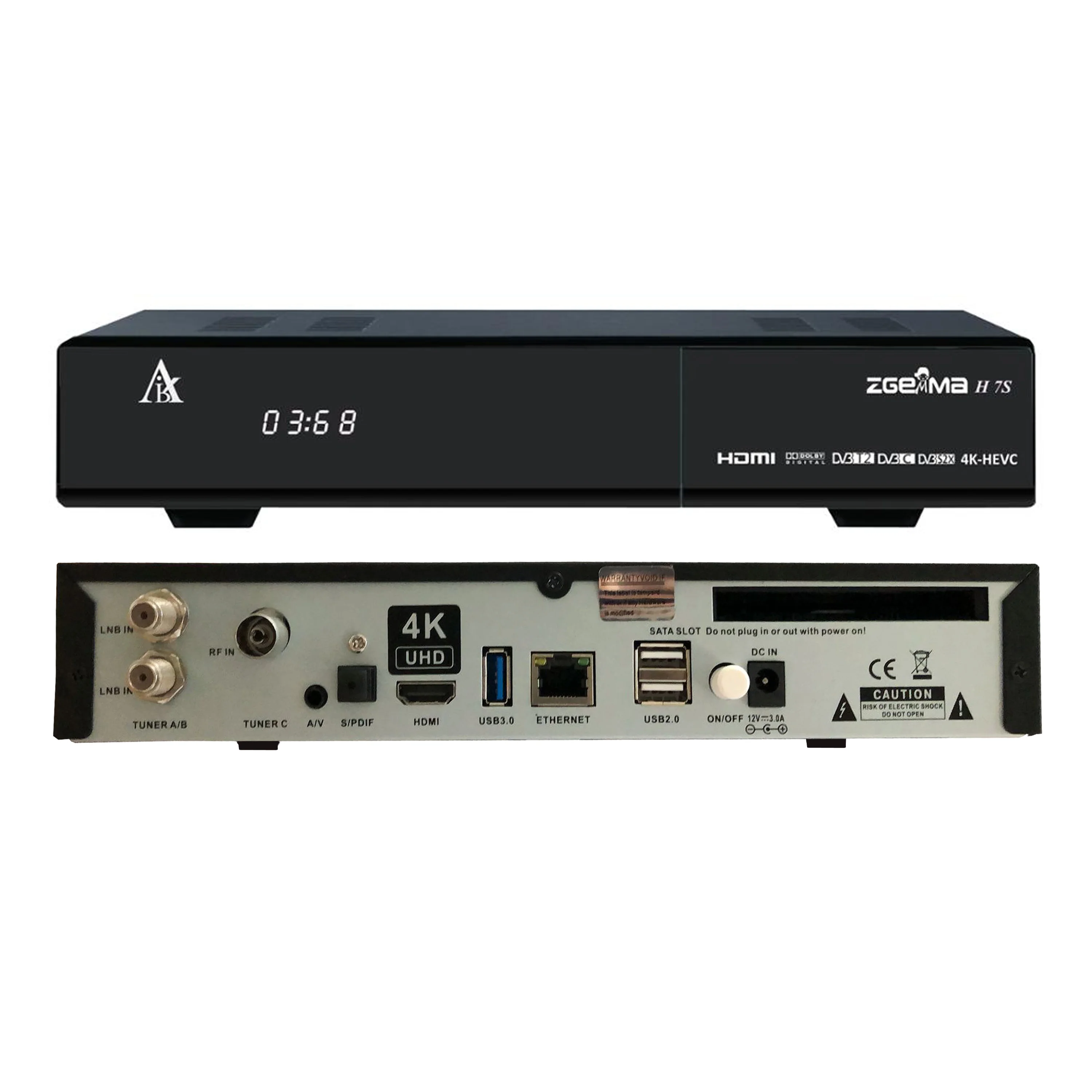 4K Satellite TV Receiver 2*DVB S2X+ DVB T2/C Enigma2 Linux OS TV Decoder support CA CI+ IPTV Stalker ZGEMMA H7S