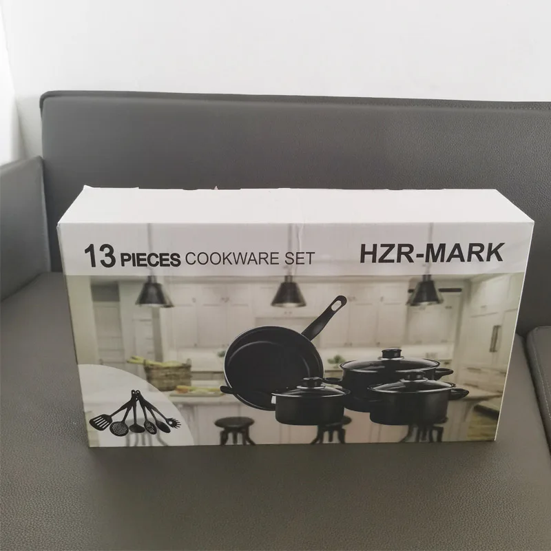 High Quality 13-Piece Cast Iron Cookware Set for Camping Nonstick Kitchen Utensils with Coating Metal Cookware Pan