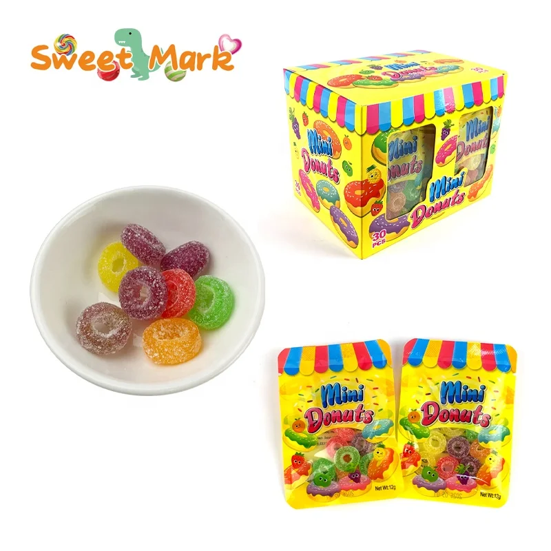 Mini Donuts Jelly Gummy Candy Sweet Sour Taste Chewy 2gram Soft Colorful Candy