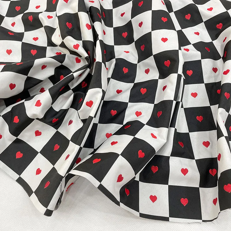 RL Boho Check Pattern Checkerboard Seamless Pattern heart jacquard garment printed fabric