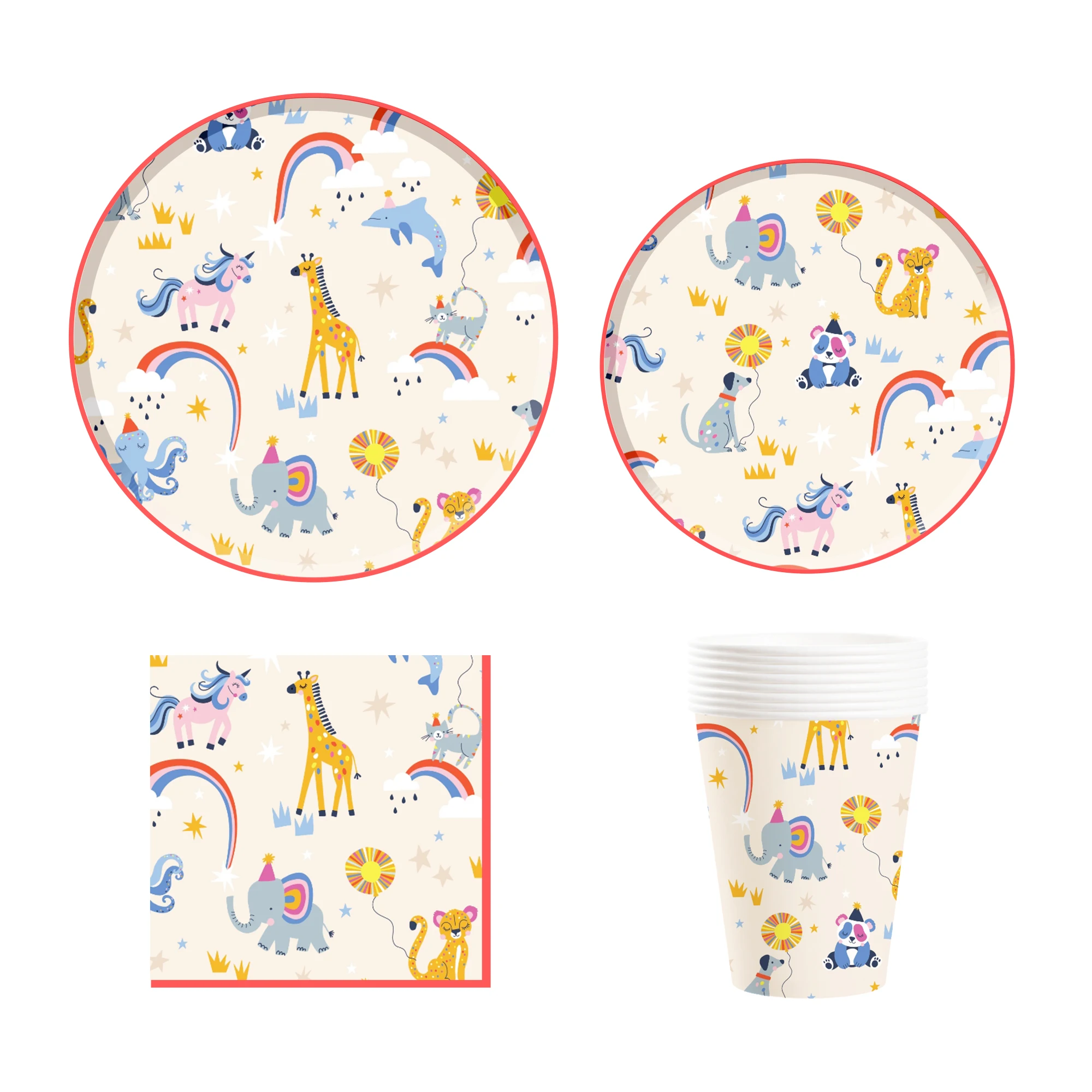 wisdom Animals Theme Birthday Party Tableware Birthday Party Decorations Animals Baby Shower Disposable Plates Napkins