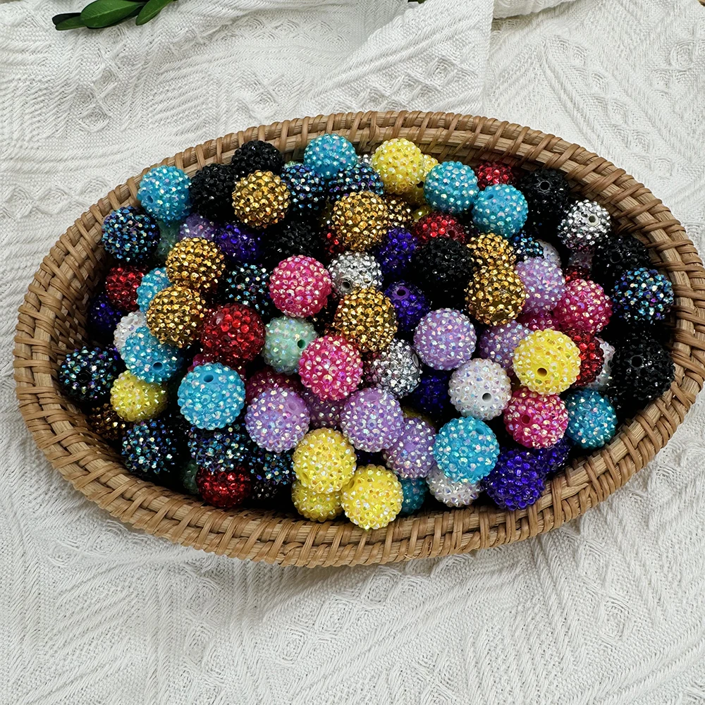 20mm Various Color Chunky Beads Acrylic Bubblegum Crystal Clay Sparkling Fancy Shiny Craft Rhinestone  Beads For Jewelry Pen