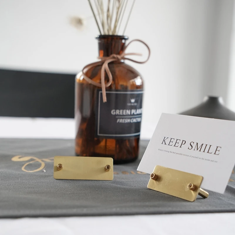 Maxery Creative Photo Postcard Photo Holder Business Card Base Display Stand  Nordic Style Retro Brass Card Base