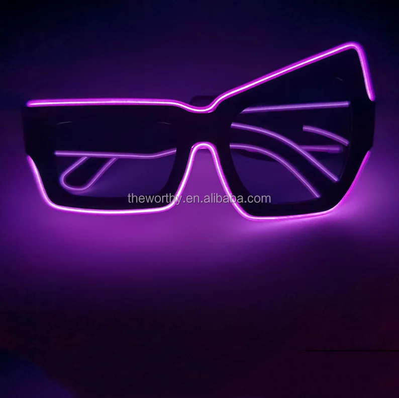 T-Worthy NEW Halloween Glowing EL LED Glasses Wireless Light Up Glasses Cool Girl Boy Costume Festival Party Sunglasses