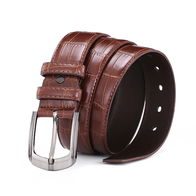 Hot-selling fashion casual pin buckle leather belt mens business crocodile pattern belt JV008