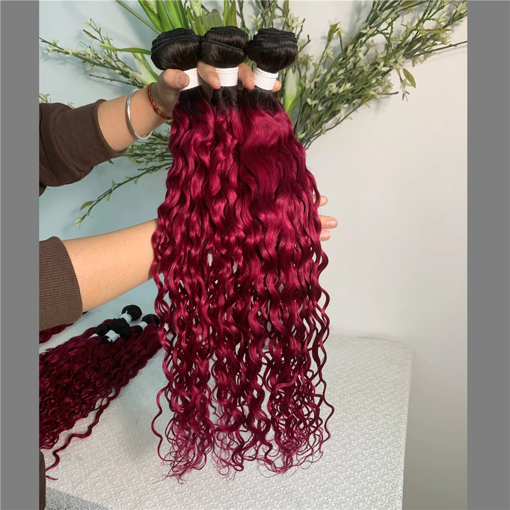 KEMY HAIR FASHION cheap price 100% virgin Vietnamese human hair weft T1B-99J water wave bundles for all women human