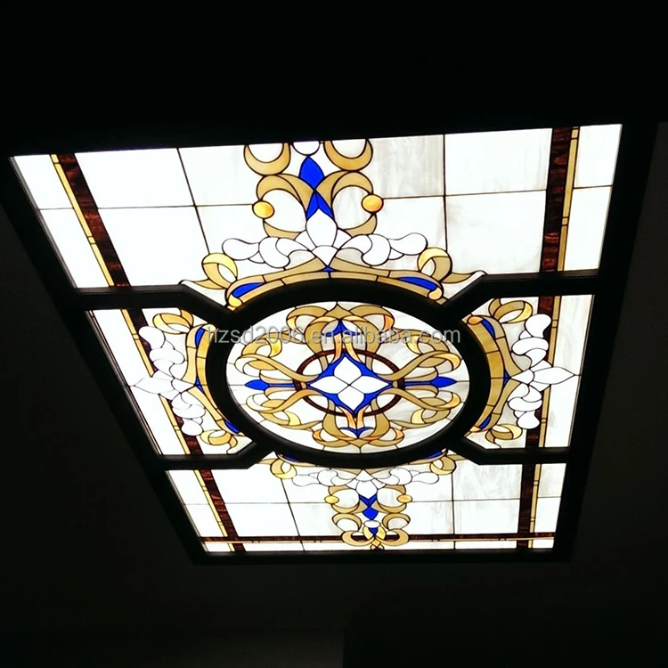 Customize Flat European Style Sustained Steel Skyline Art Glass For Ceiling And Wall Lighting &Decoration