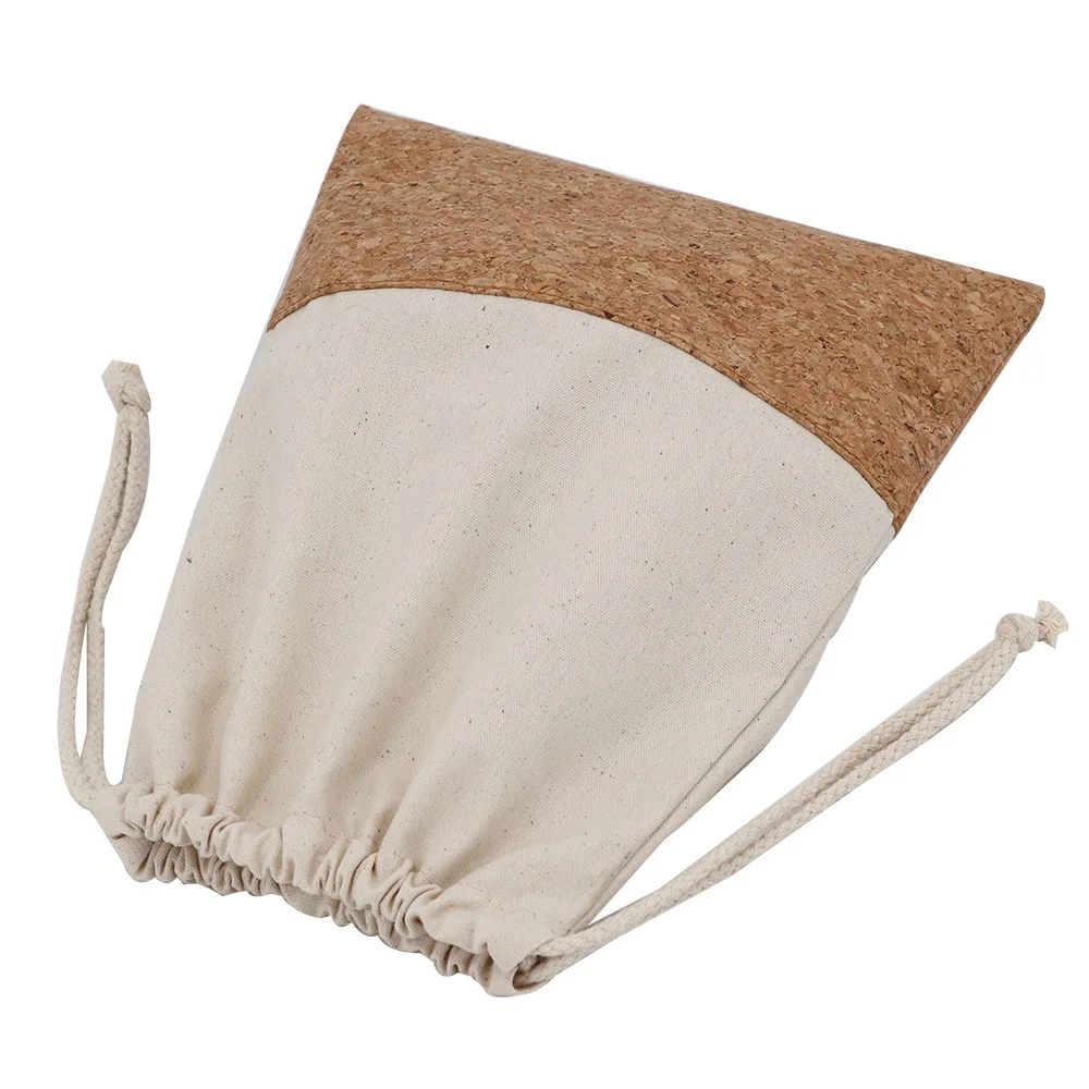 
Factory Direct Wholesale Profession Customized Cork Bag Natural Joint Cotton Canvas Cork Leather Drawstring Pouch 