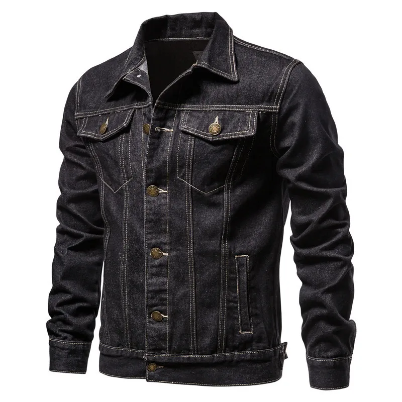 Wholesale 100% Cotton Male Blank Jeans Jacket Suppliers Plain Washed Vintage Black Custom Mens Denim Jacket