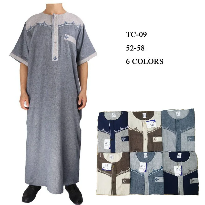 Оптовая продажа, серое длинное мужское платье, хлопковое белье с принтом в стиле пэчворк, арабское платье, исламский Халат