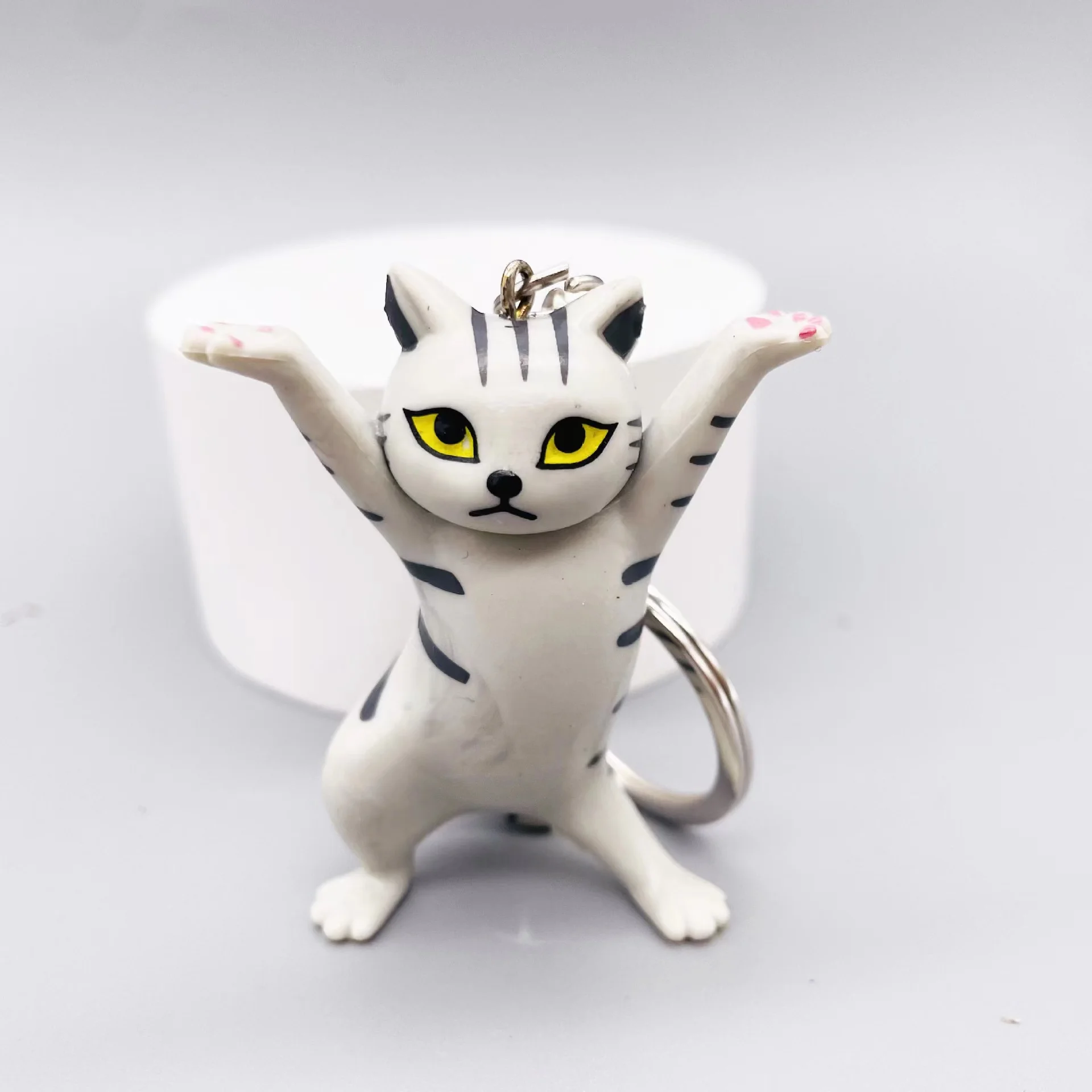 Cartoon character 3d pvc animal keychain small toy soft kids toy marvel silicone rubber purse charm cute cat key chains