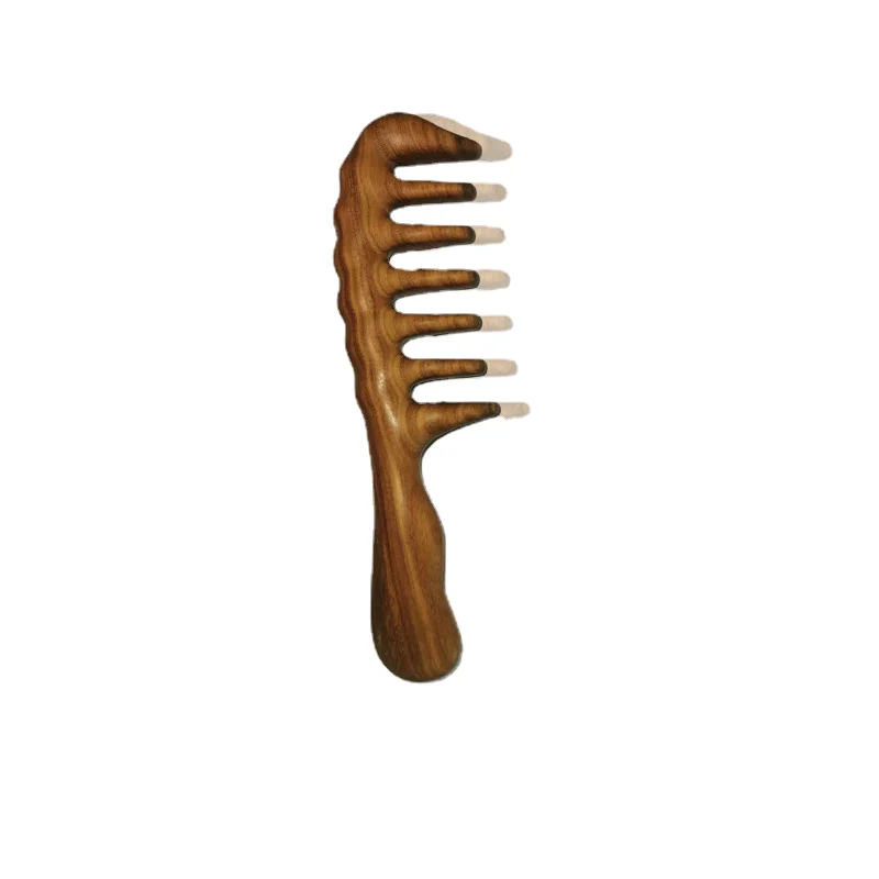 Gold wire sandalwood green meridian comb massage Advertising gift large handle rosewood hair lea