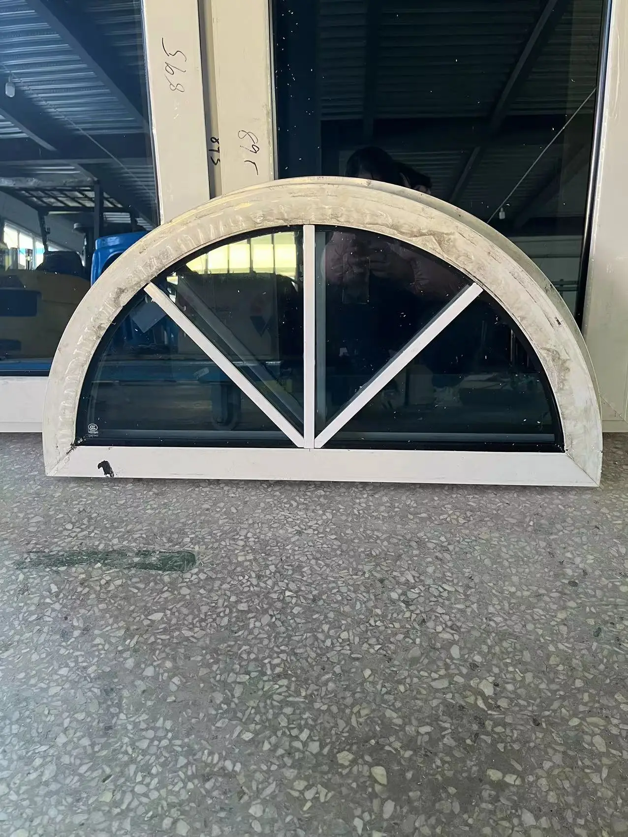 French design casement open style half circle aluminum window with grill for church