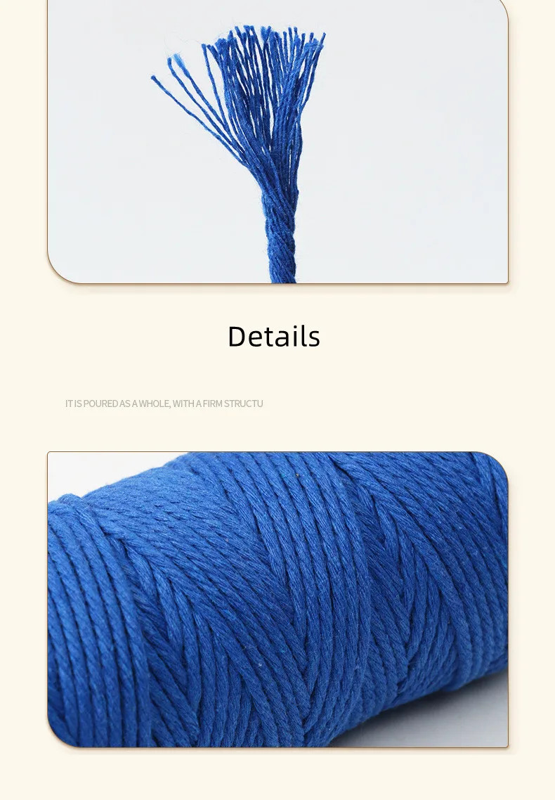 Macrame Cord Twisted Cotton Braid Cord Waist Rope 2mm 3mm 4mm Multi Color Length Macrame Rope Knitted Bulk