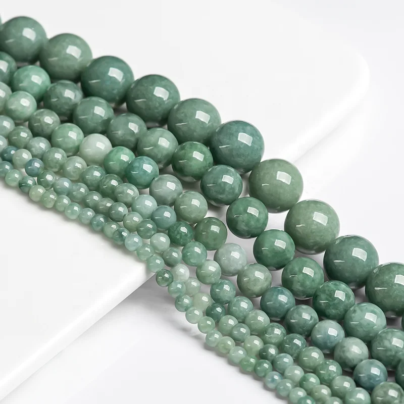 Natural jadeite  large hole round beads DIY bracelet necklace manual materials factory wholesale