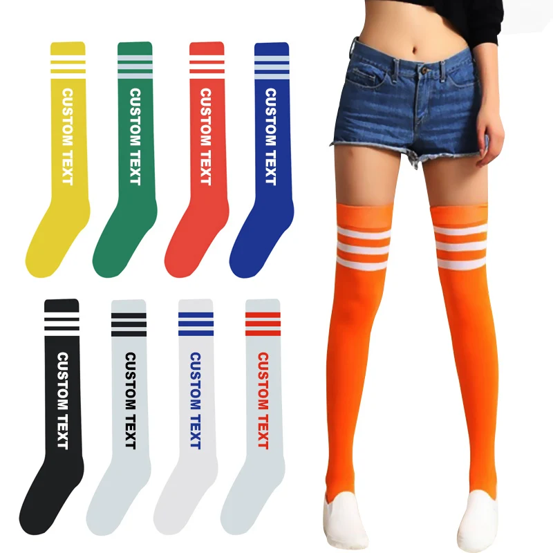 KOLOR-II-1020 OEM designer custom white black thigh high socks