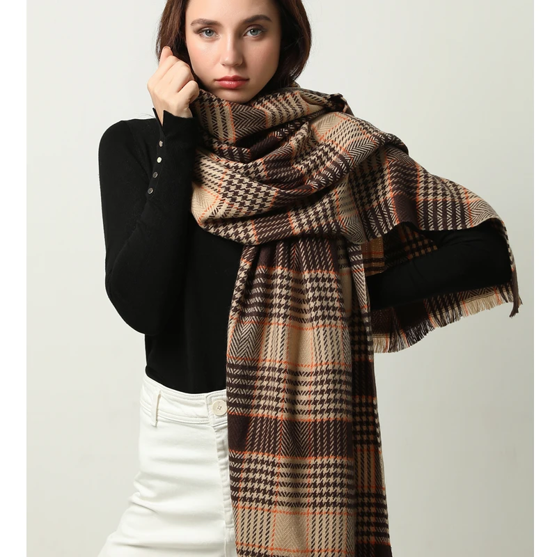2022 Winter Scarf Women Cashmere Pashmina Shawls Luxury Plaid Neck Scarf Warm Lady Blanket