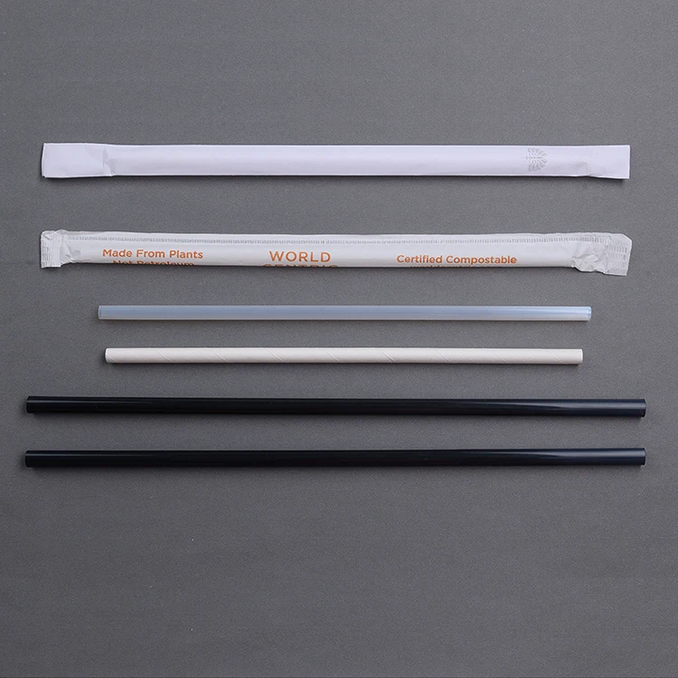 White black disposable eco friendly plastic biodegradable pla straw