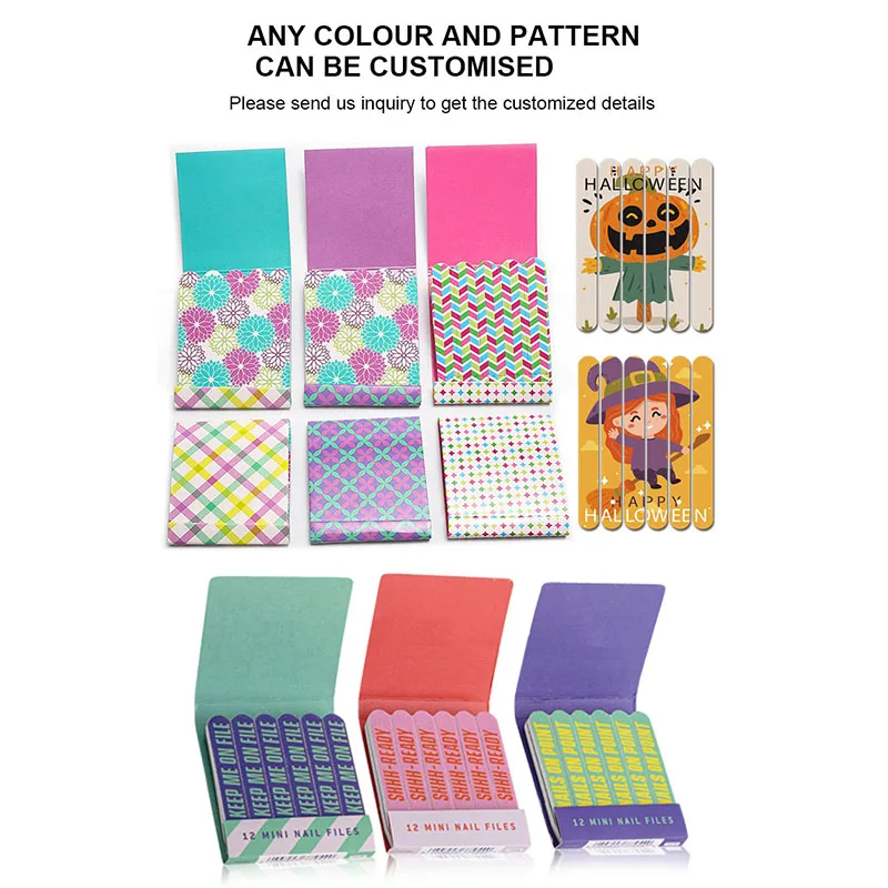 Wholesale customized hat box printed Sponge mini nail file tool double side emery board matchbook nails filer