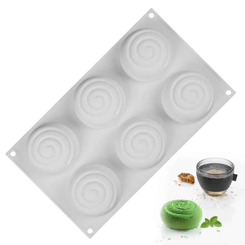 SILIKOLOVE 6 cavity tornado mousse cake dessert silicone baking mold DIY silicone jelly candy mold