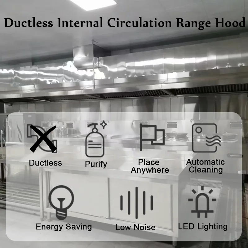 Ductless Commercial Kitchen Hood Manufacturer Custom or Standard  Commercial Kitchen Industrial Automatic Cleaning Range Hood
