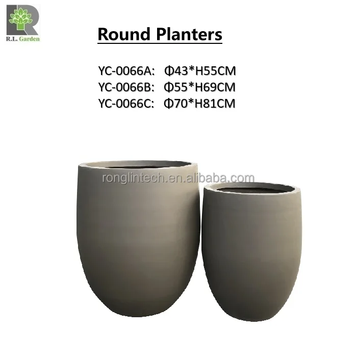Ronglin Large 55-81cm Height GRC Concrete Plant Pots Lightweight Durable Customization Texture Short Lead-time Handmade YC-0066