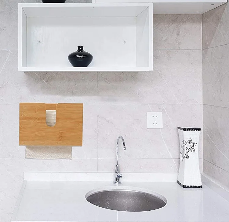Bathroom Kitchen Wall Mount and Countertop Storage Hand Towel Toile Multifold Paper Towel Holder Bamboo Paper Towel Dispenser