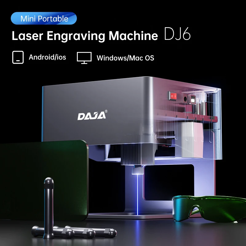 DAJA DJ6 Home-Use DIY Laser Engraver 3W Mini Logo Mark Printer Wood Cutter APP Control Portable Laser Engraving Machine Laser